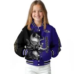 baltimore ravens spooky grin purple varsity jacket best selling