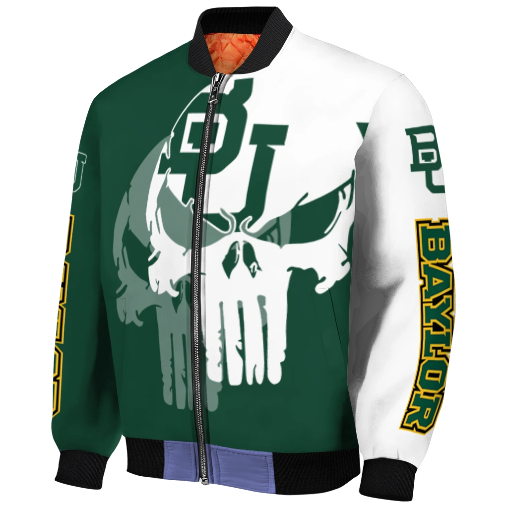 baylor bears skull outline green white bomber jacket fashion forward baylor bears skull outline green white bomber jacket fashion forward