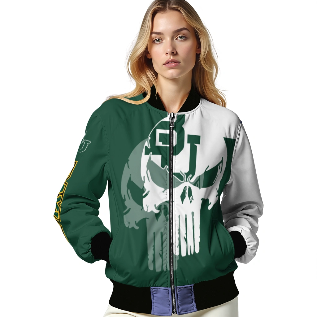 baylor bears skull outline green white bomber jacket latest model baylor bears skull outline green white bomber jacket latest model
