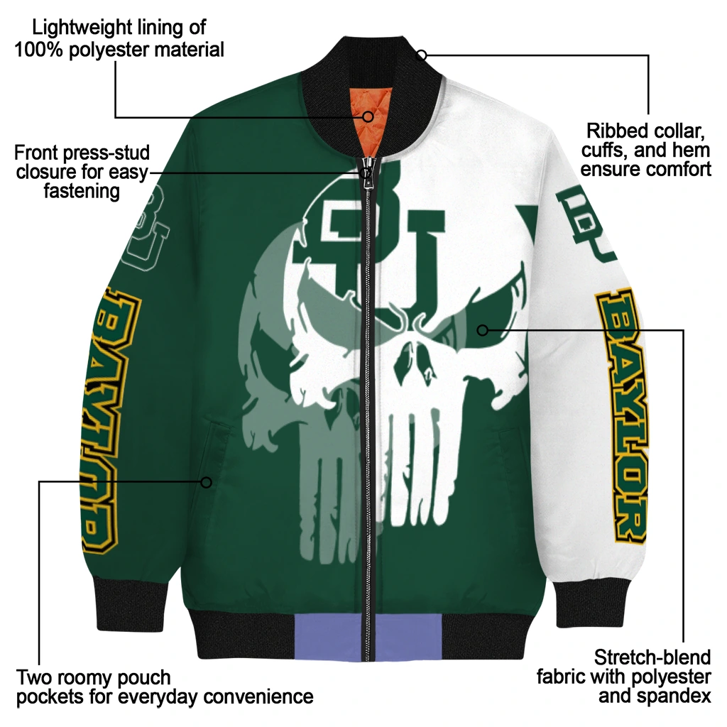 baylor bears skull outline green white bomber jacket new arrival baylor bears skull outline green white bomber jacket new arrival