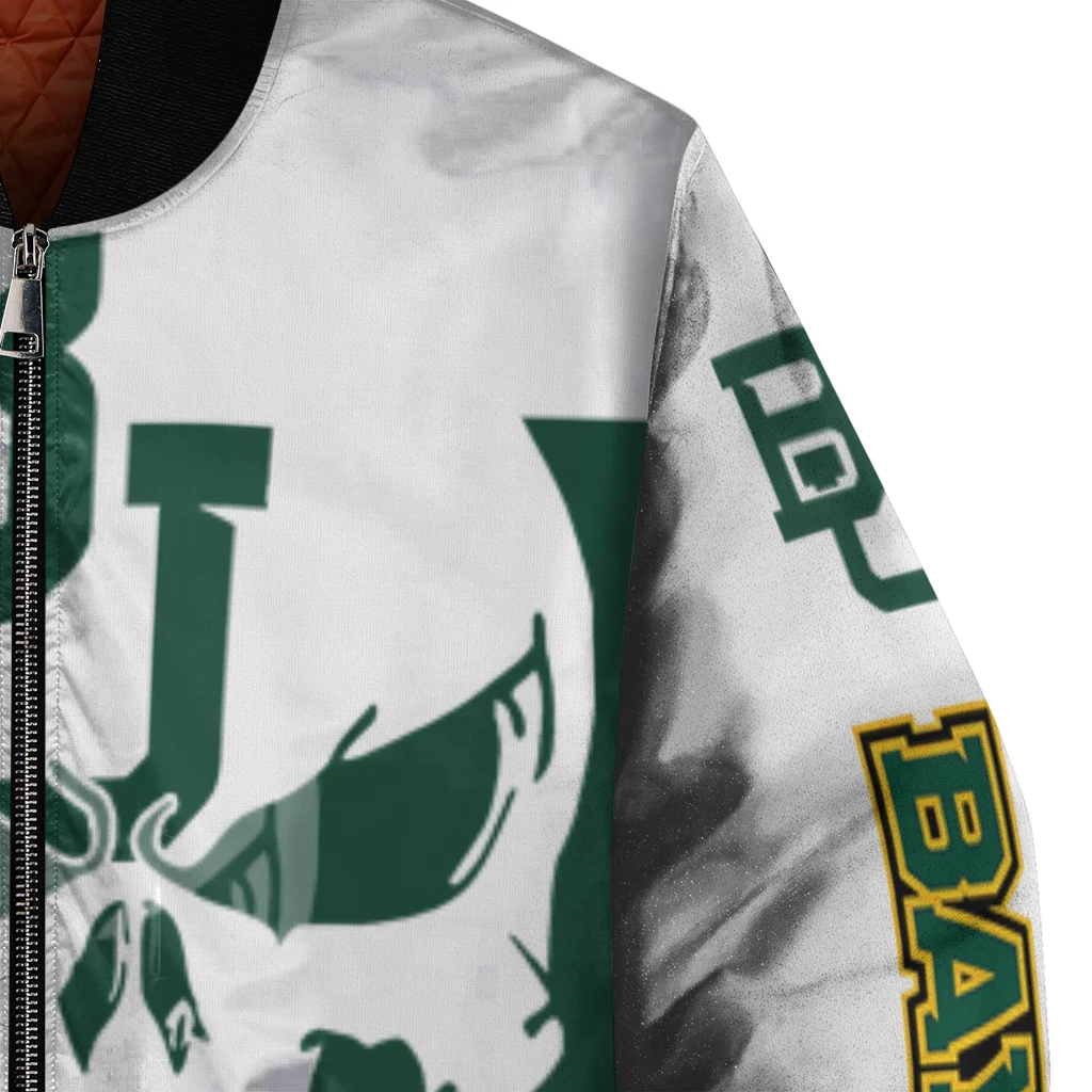 baylor bears skull outline green white bomber jacket premium grade baylor bears skull outline green white bomber jacket premium grade