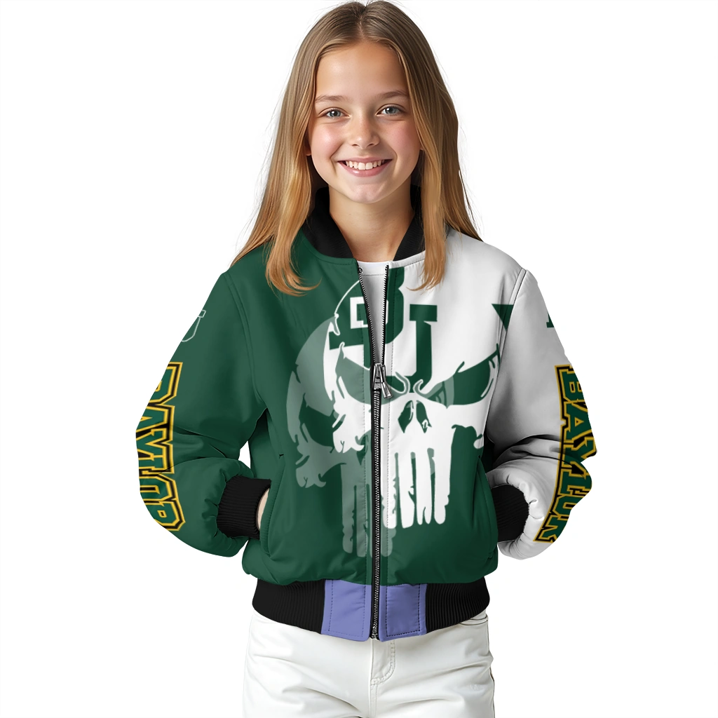 baylor bears skull outline green white bomber jacket top rated baylor bears skull outline green white bomber jacket top rated