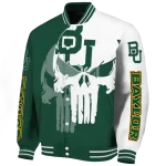 baylor bears skull outline green white varsity jacket best selling