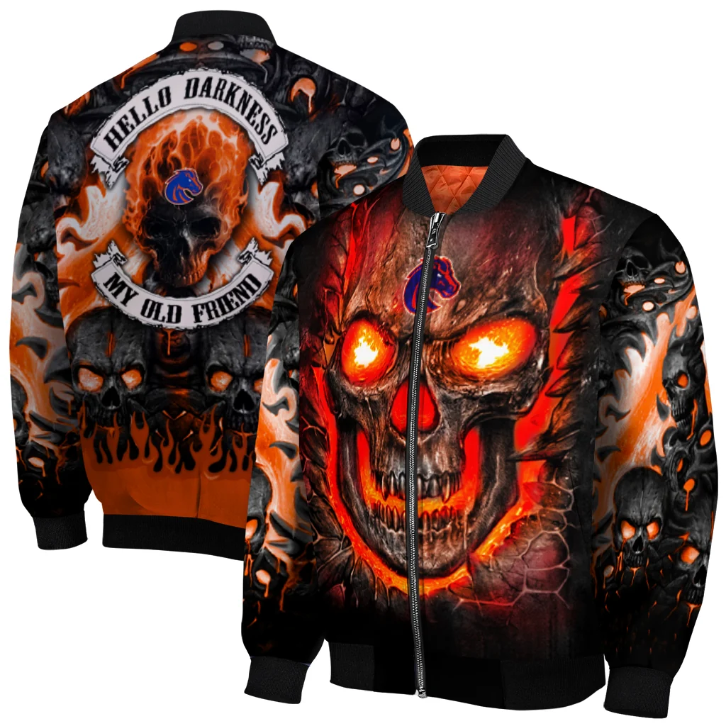 boise state broncos inferno skull orange black bomber jacket best selling boise state broncos inferno skull orange black bomber jacket best selling