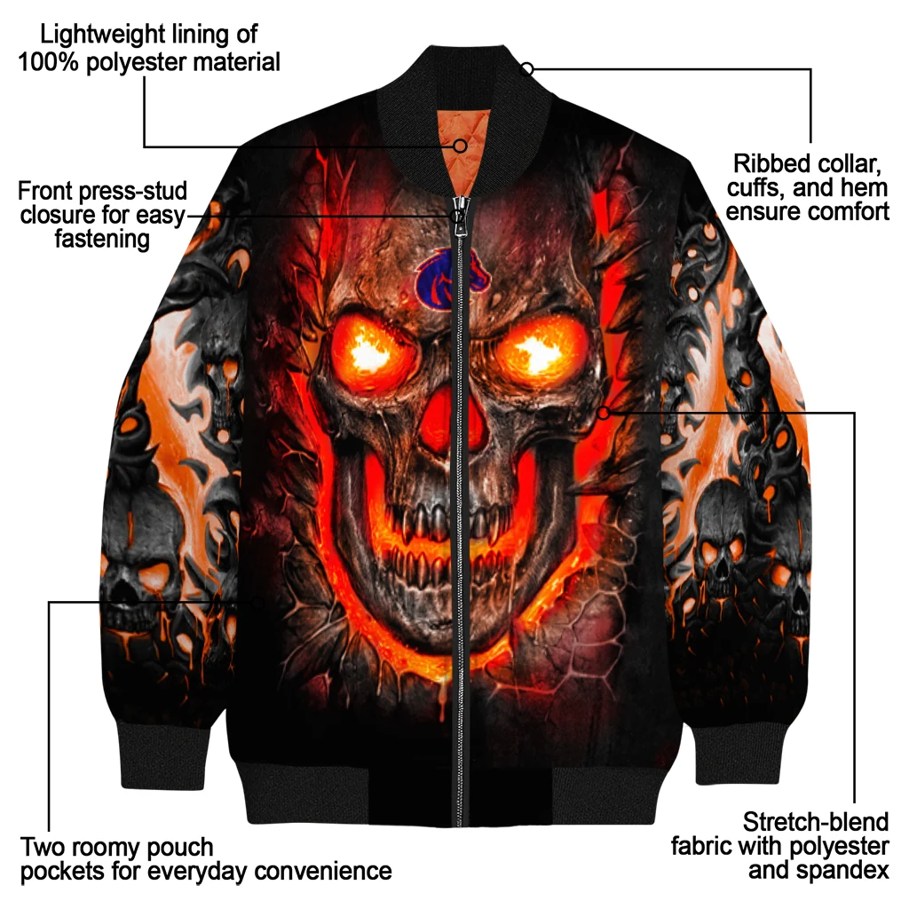 boise state broncos inferno skull orange black bomber jacket new arrival boise state broncos inferno skull orange black bomber jacket new arrival