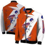 boise state broncos ripped bolt orange white bomber jacket best selling