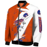 boise state broncos ripped bolt orange white bomber jacket best selling
