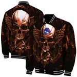 boise state broncos skull bite orange black varsity jacket best selling