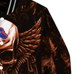 boise state broncos skull bite orange black varsity jacket best selling