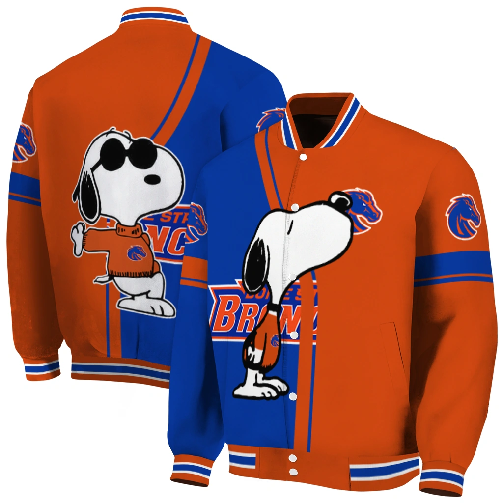 boise state broncos snoopy attitude orange varsity jacket fashion forward boise state broncos snoopy attitude orange varsity jacket fashion forward