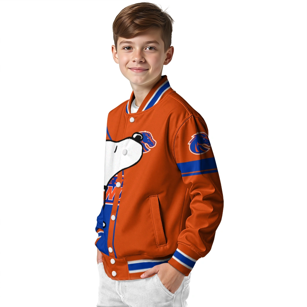 boise state broncos snoopy attitude orange varsity jacket trendy boise state broncos snoopy attitude orange varsity jacket trendy