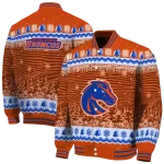 boise state broncos snowy pines orange varsity jacket best selling