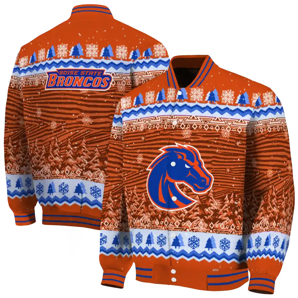 boise state broncos snowy pines orange varsity jacket fashion forward boise state broncos snowy pines orange varsity jacket fashion forward
