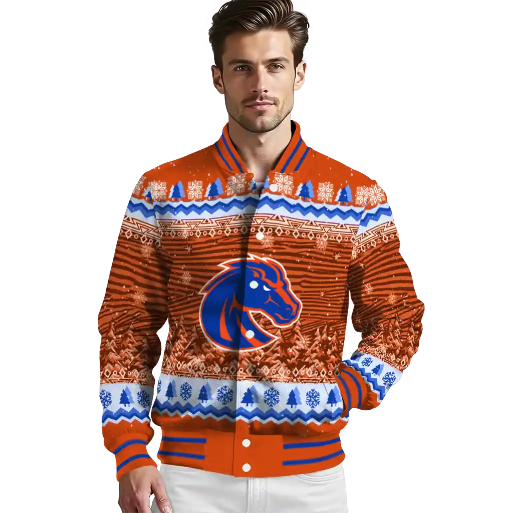 boise state broncos snowy pines orange varsity jacket high quality boise state broncos snowy pines orange varsity jacket high quality
