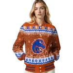 boise state broncos snowy pines orange varsity jacket best selling