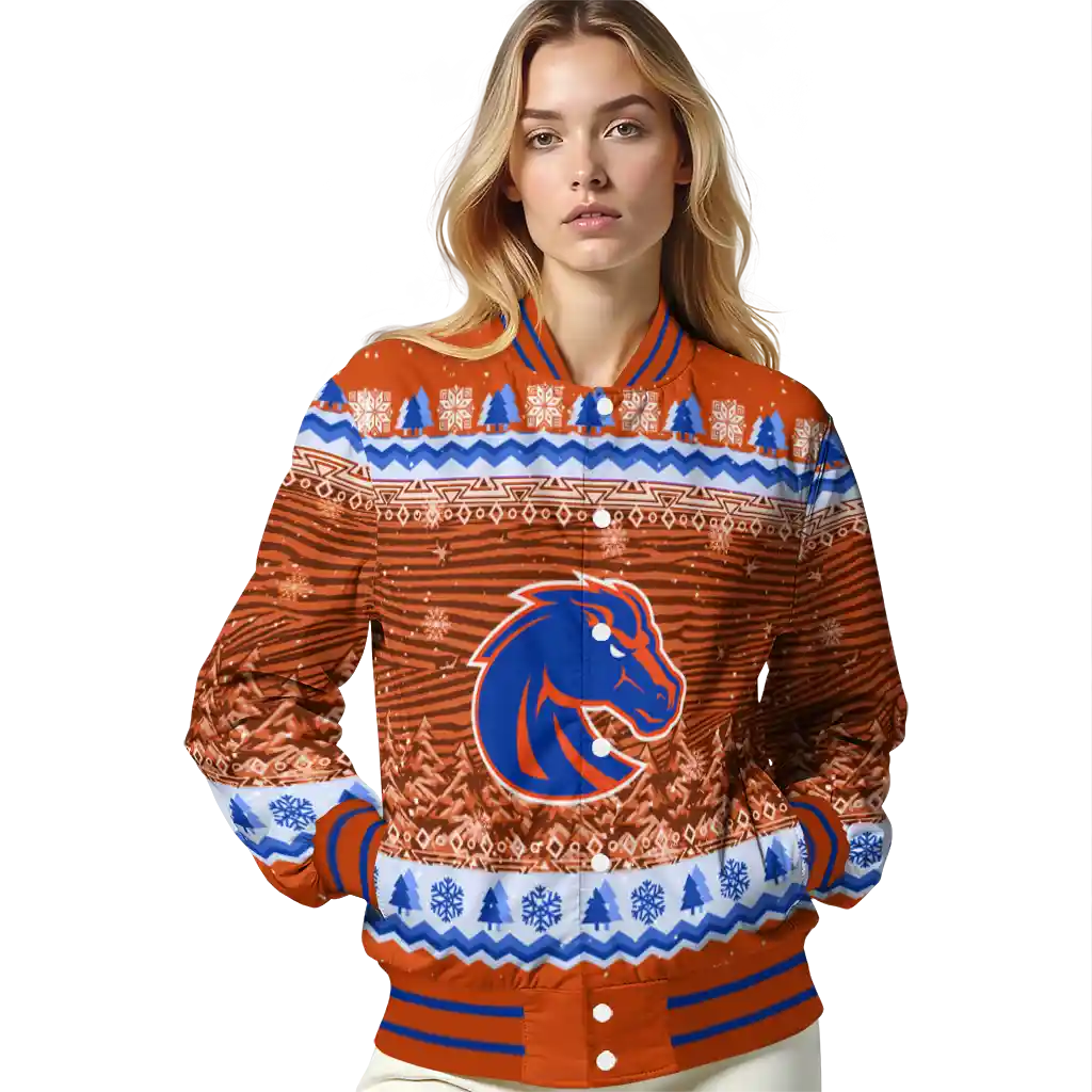 boise state broncos snowy pines orange varsity jacket latest model boise state broncos snowy pines orange varsity jacket latest model