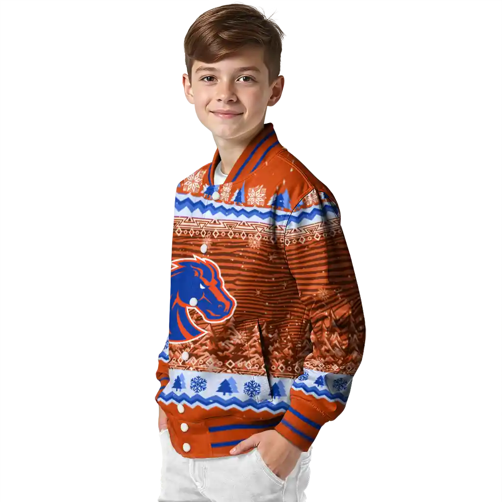 boise state broncos snowy pines orange varsity jacket trendy boise state broncos snowy pines orange varsity jacket trendy