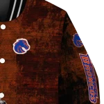 boise state broncos torn texture print orange black varsity jacket best selling