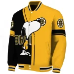 boston bruins snoopy attitude gold varsity jacket best selling