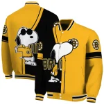 boston bruins snoopy attitude gold varsity jacket best selling