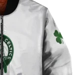 boston celtics clover pattern print white green bomber jacket best selling