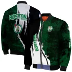 boston celtics edgy scratch effect green black bomber jacket best selling
