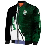 boston celtics edgy scratch effect green black bomber jacket best selling