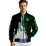 boston celtics edgy scratch effect green black bomber jacket best selling