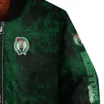boston celtics edgy scratch effect green black bomber jacket best selling