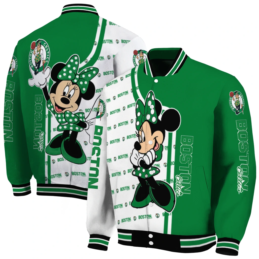 boston celtics minnie mouse green varsity jacket fashion forward boston celtics minnie mouse green varsity jacket fashion forward