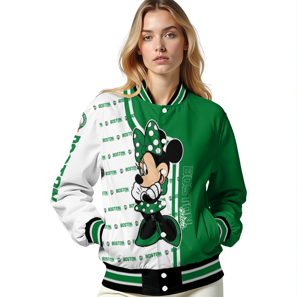 boston celtics minnie mouse green varsity jacket latest model boston celtics minnie mouse green varsity jacket latest model