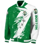 boston celtics ripped bolt green white varsity jacket best selling