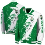 boston celtics ripped bolt green white varsity jacket best selling