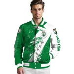 boston celtics ripped bolt green white varsity jacket best selling