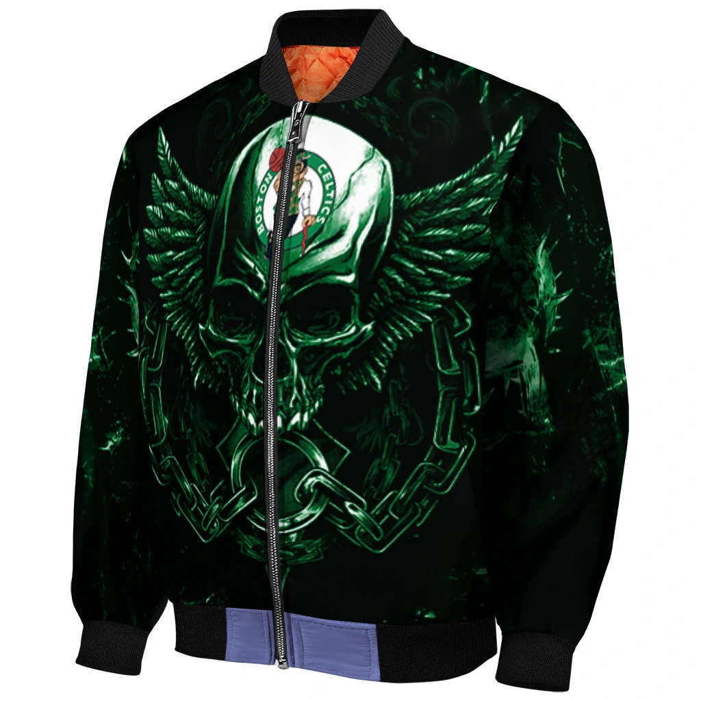 boston celtics skull bite green black bomber jacket fashion forward boston celtics skull bite green black bomber jacket fashion forward