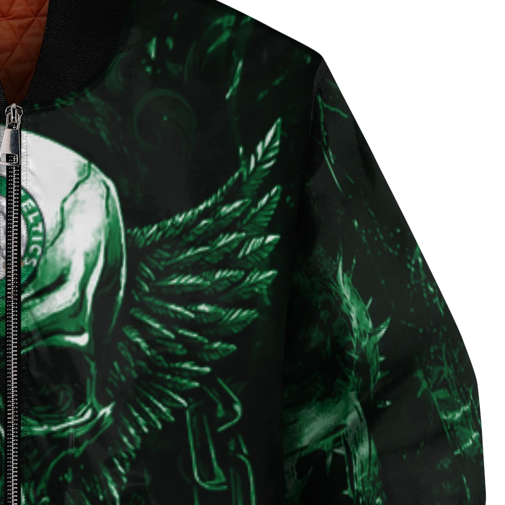 boston celtics skull bite green black bomber jacket premium grade boston celtics skull bite green black bomber jacket premium grade