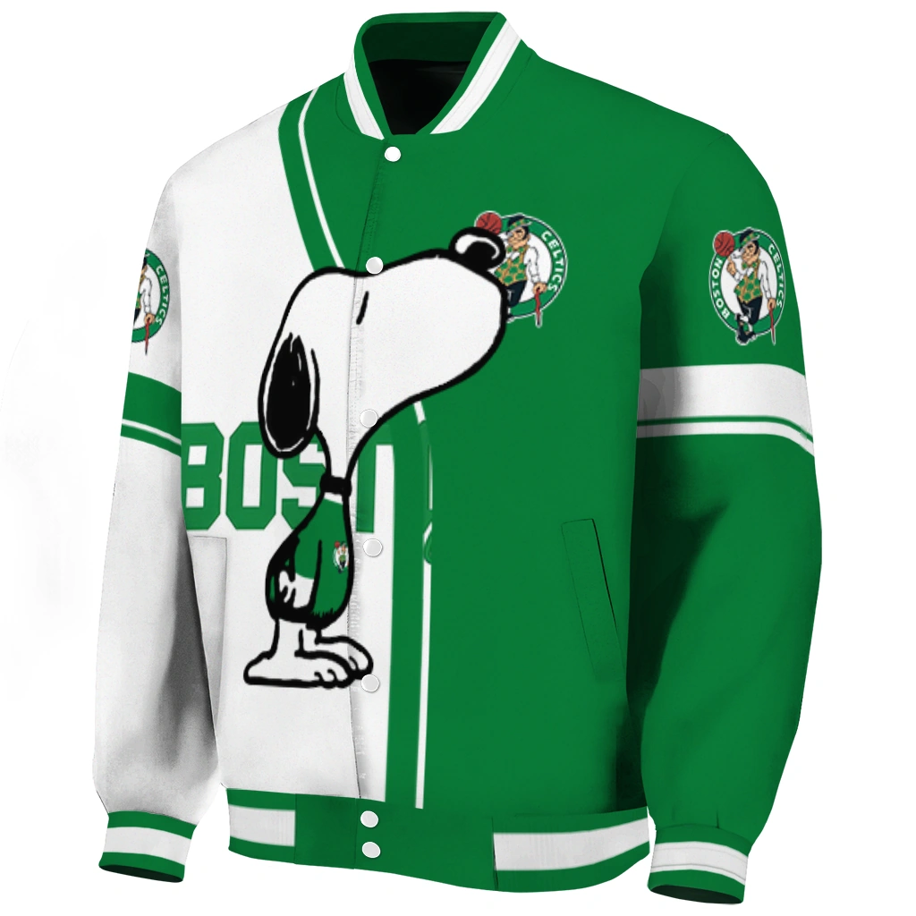 boston celtics snoopy attitude green varsity jacket best selling boston celtics snoopy attitude green varsity jacket best selling
