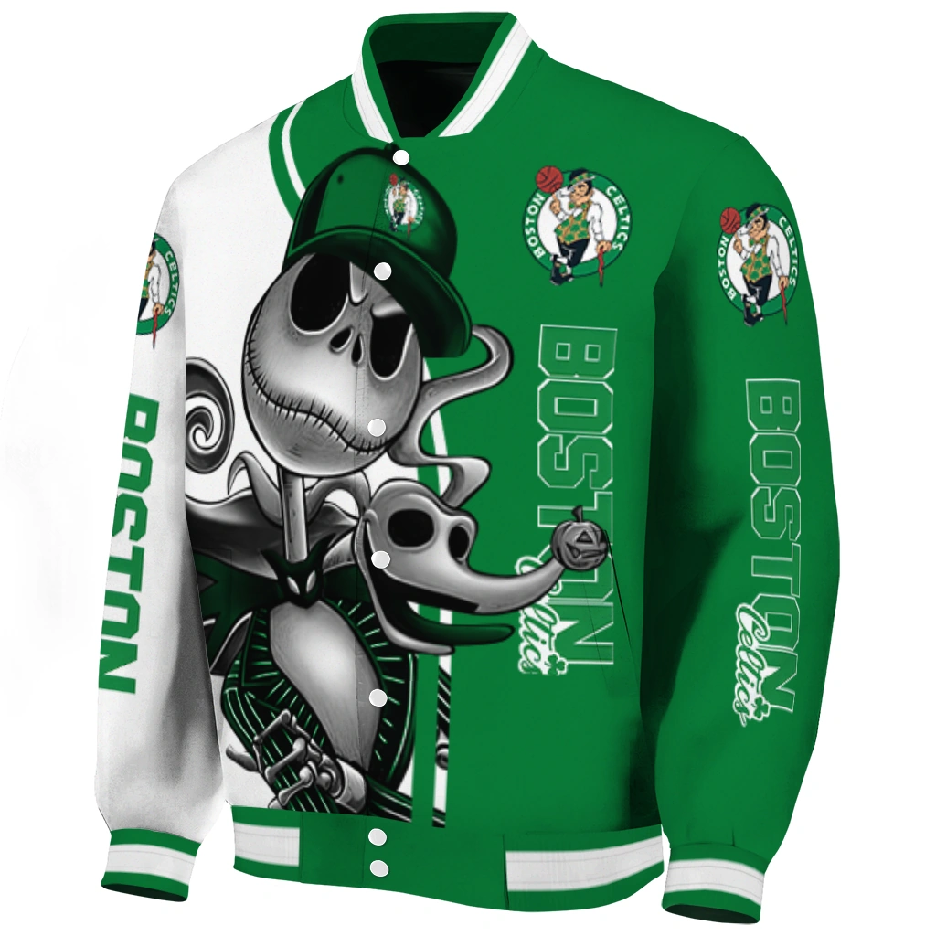 boston celtics spooky grin green varsity jacket best selling boston celtics spooky grin green varsity jacket best selling