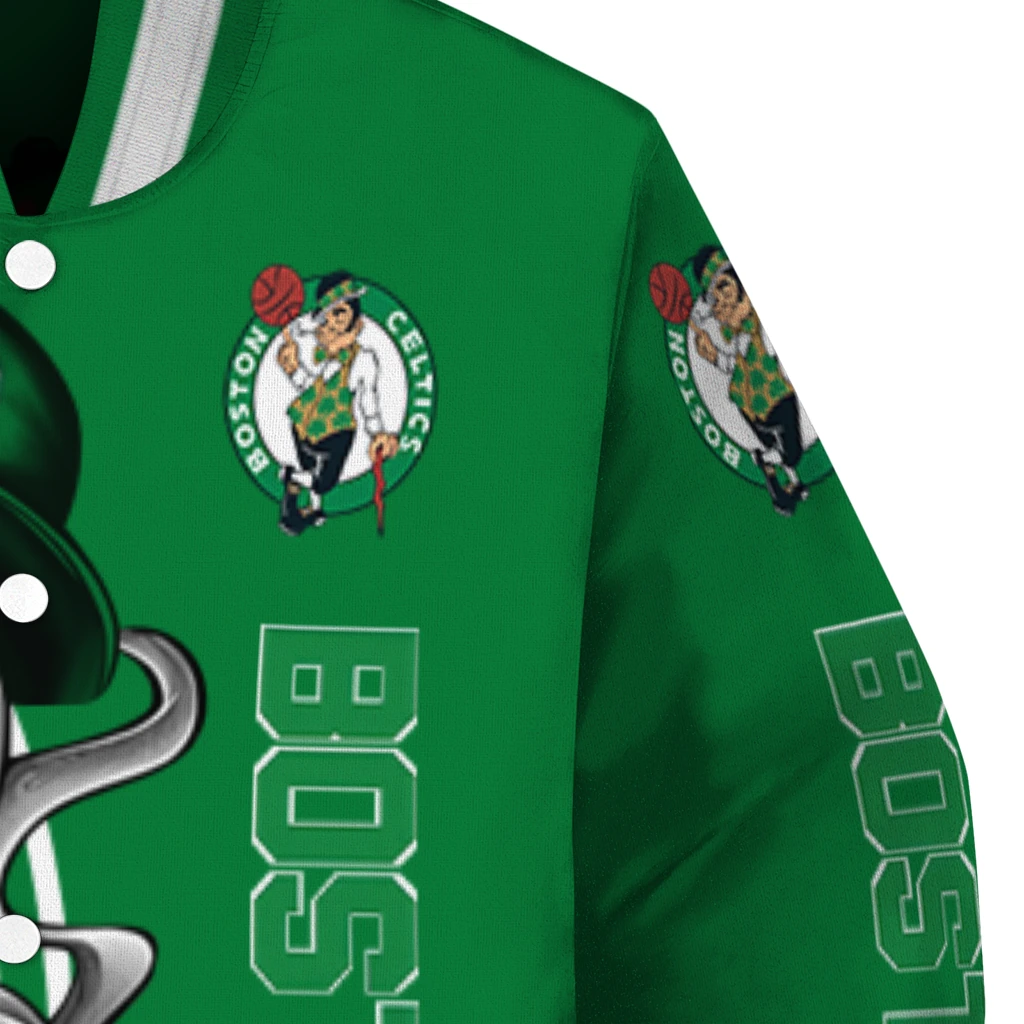 boston celtics spooky grin green varsity jacket premium grade boston celtics spooky grin green varsity jacket premium grade