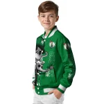 boston celtics spooky grin green varsity jacket best selling