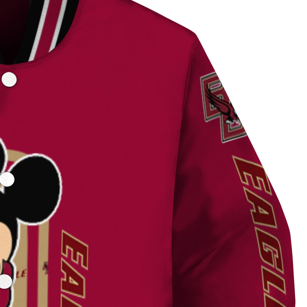 boston college eagles minnie mouse maroon varsity jacket premium grade boston college eagles minnie mouse maroon varsity jacket premium grade