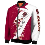 boston college eagles ripped bolt maroon white bomber jacket best selling
