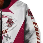 boston college eagles ripped bolt maroon white bomber jacket best selling