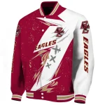 boston college eagles ripped bolt maroon white varsity jacket best selling