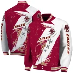 boston college eagles ripped bolt maroon white varsity jacket best selling