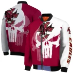 boston college eagles skull outline maroon white bomber jacket best selling