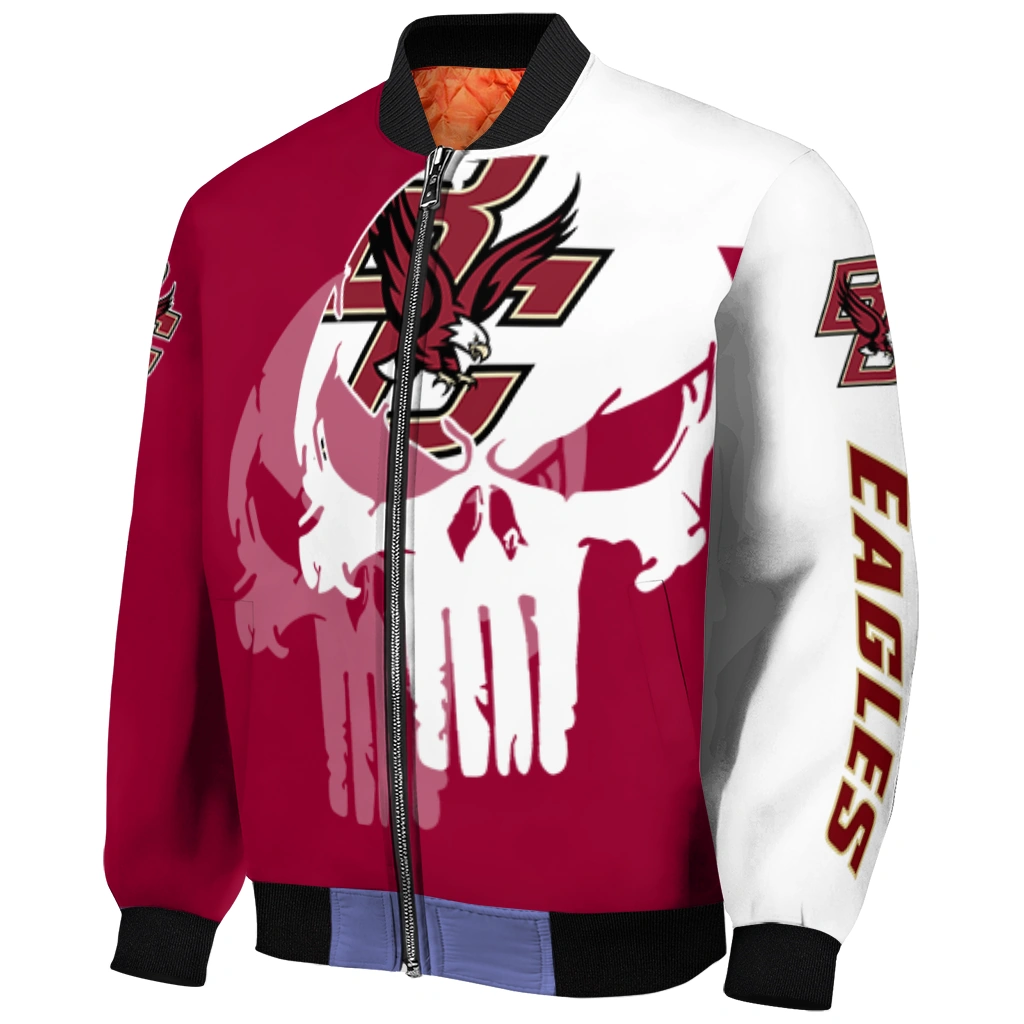 boston college eagles skull outline maroon white bomber jacket fashion forward boston college eagles skull outline maroon white bomber jacket fashion forward