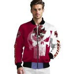 boston college eagles skull outline maroon white bomber jacket best selling