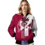 boston college eagles skull outline maroon white bomber jacket best selling