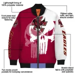 boston college eagles skull outline maroon white bomber jacket best selling